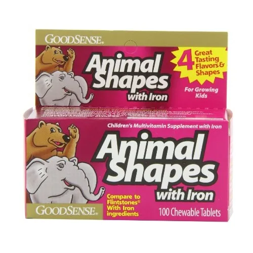 Thuốc bổ Goodsense Animal Shapes with Iron, 4y+, hộp 100 viên, Mỹ