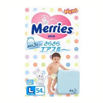 Bỉm dán MERRIES (Nội địa) Size L54 (hàng Cty hoặc X.tay)